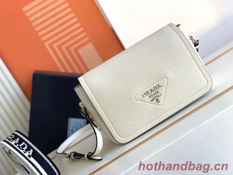 Prada Leather bag with shoulder strap 1DB443 white