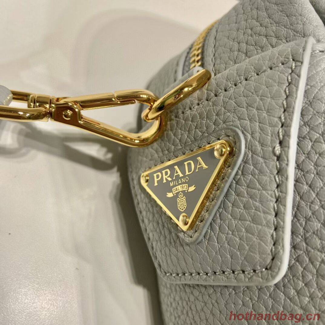 Prada Leather bag with shoulder strap 1DH781 light blue