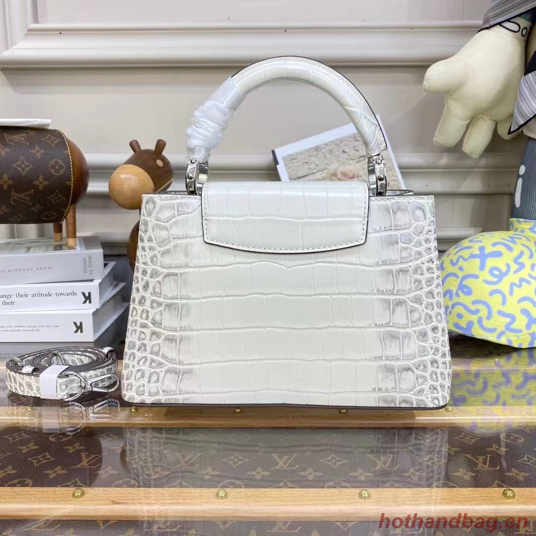 Louis Vuitton crocodile skin CAPUCINES BB M48865 White&Gray