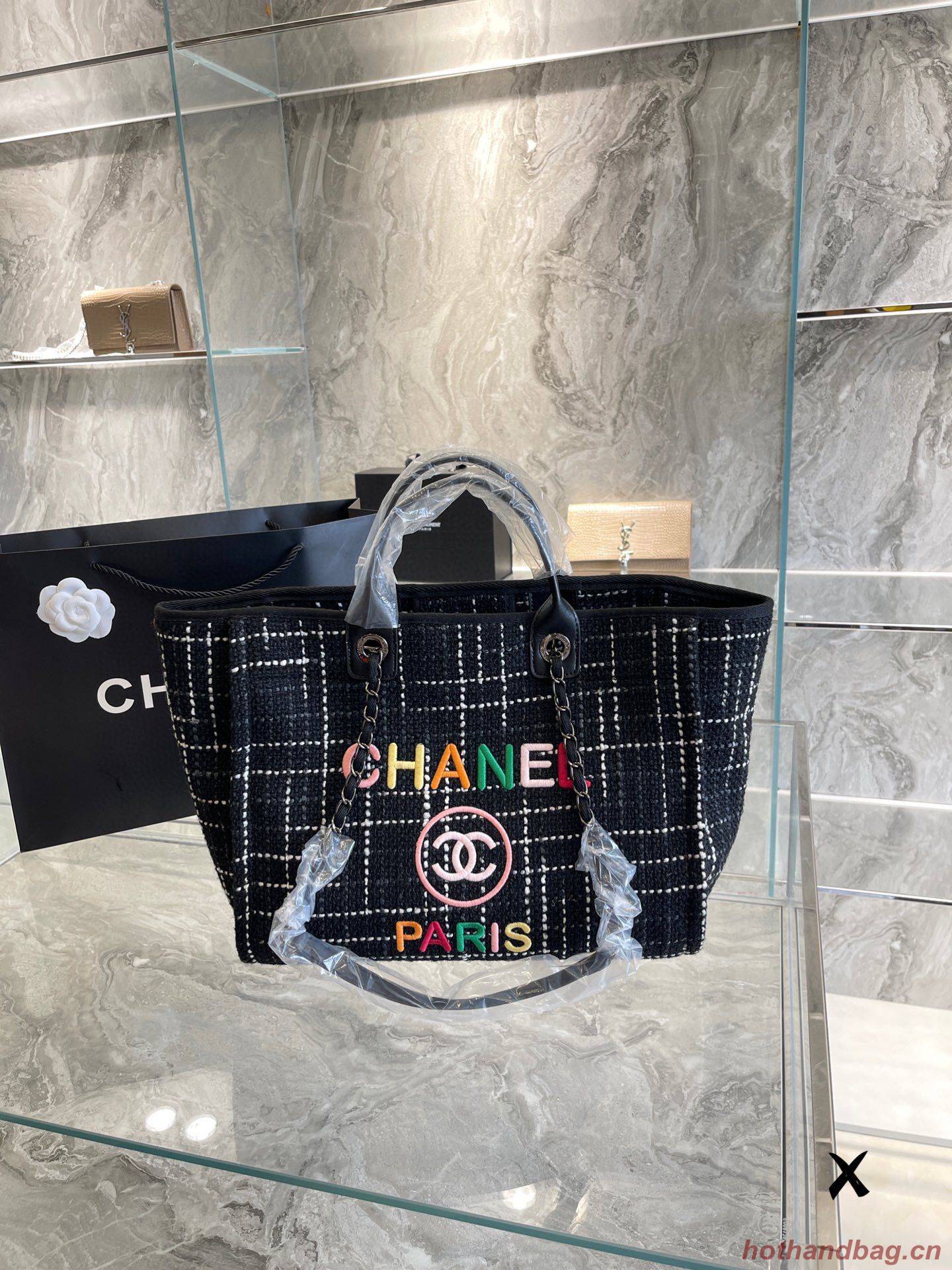 Chanel Weave Tote Shopping Bag B66955 Black