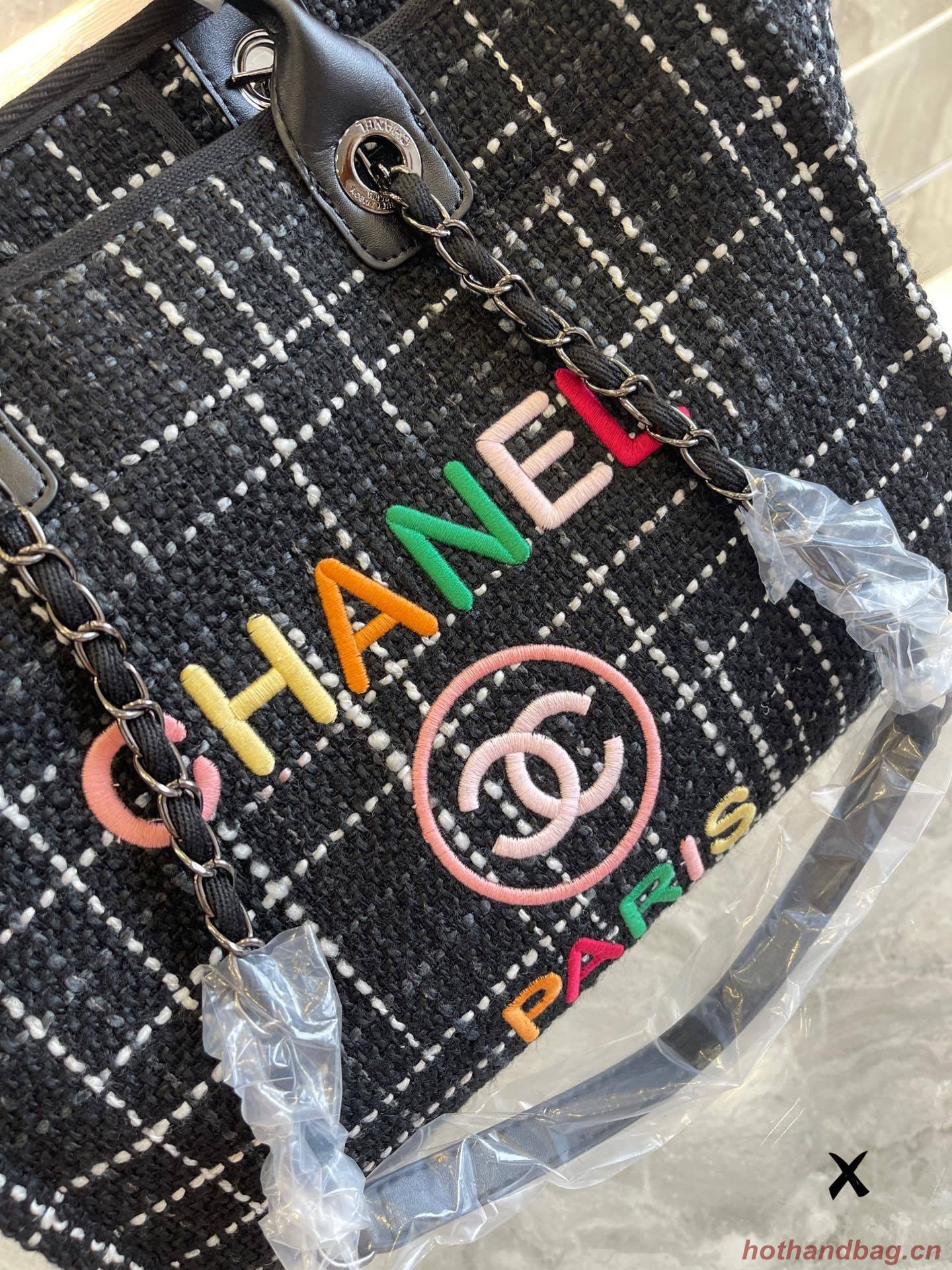 Chanel Weave Tote Shopping Bag B66955 Black