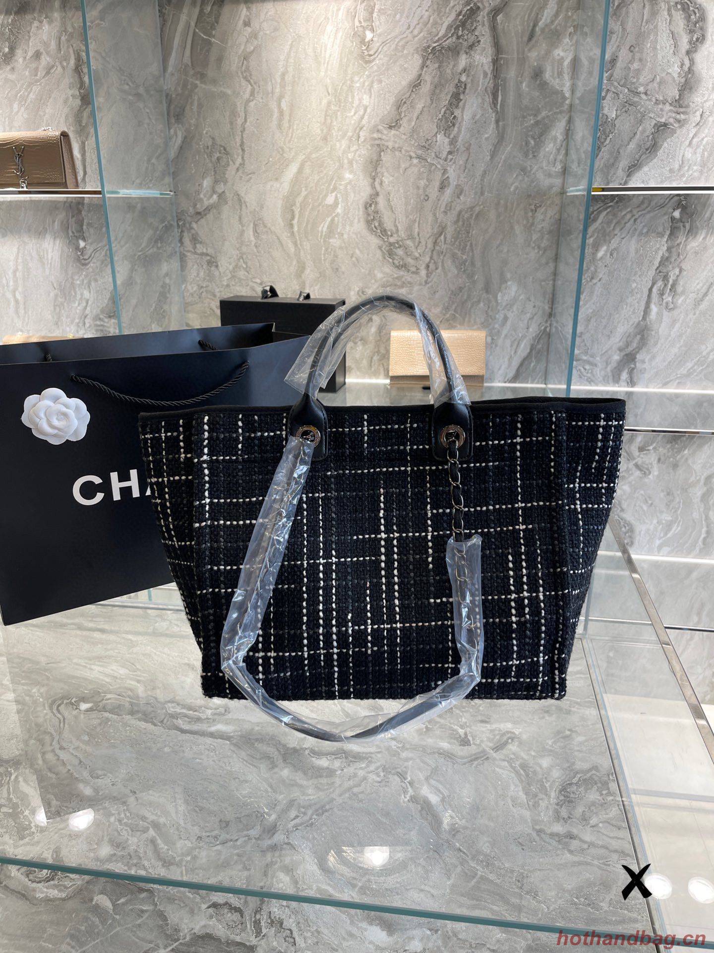 Chanel Weave Tote Shopping Bag B66955 Black