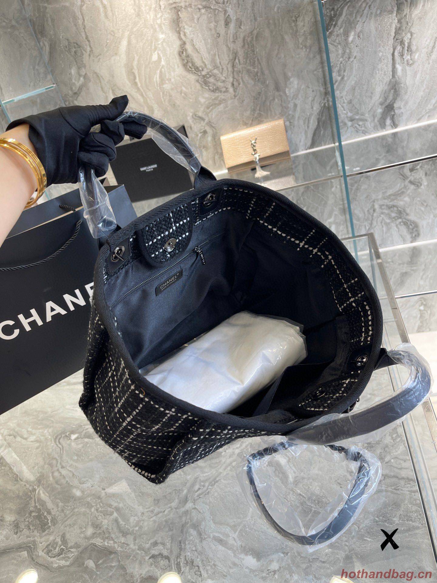 Chanel Weave Tote Shopping Bag B66955 Black