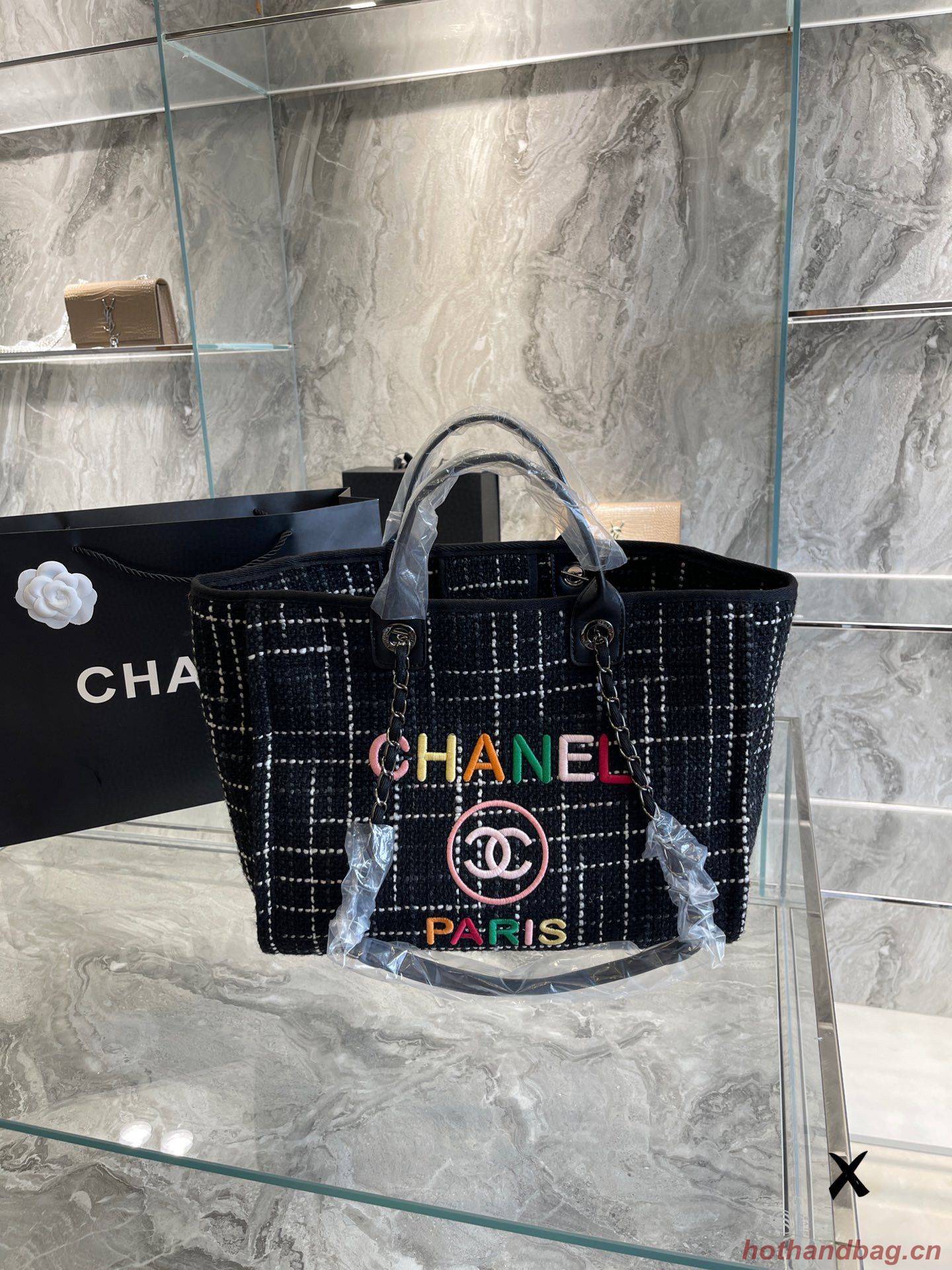 Chanel Weave Tote Shopping Bag B66955 Black