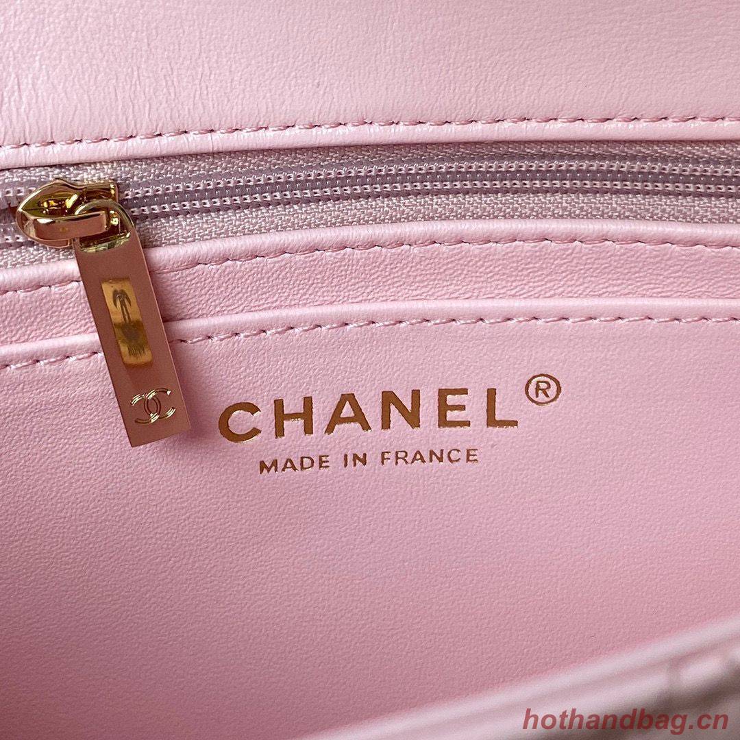 CHANEL 22B mini CF flap bag with top handle AS2431 Pink