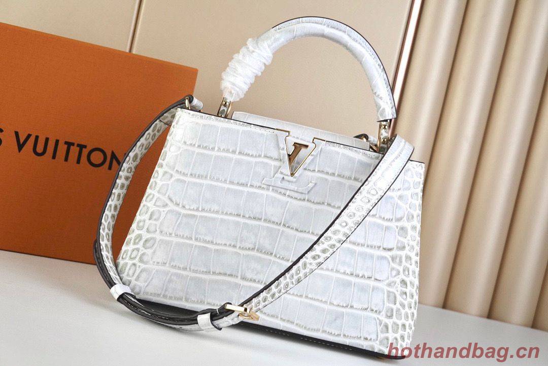 Louis Vuitton crocodile skin CAPUCINES BB M48865 Light Gray