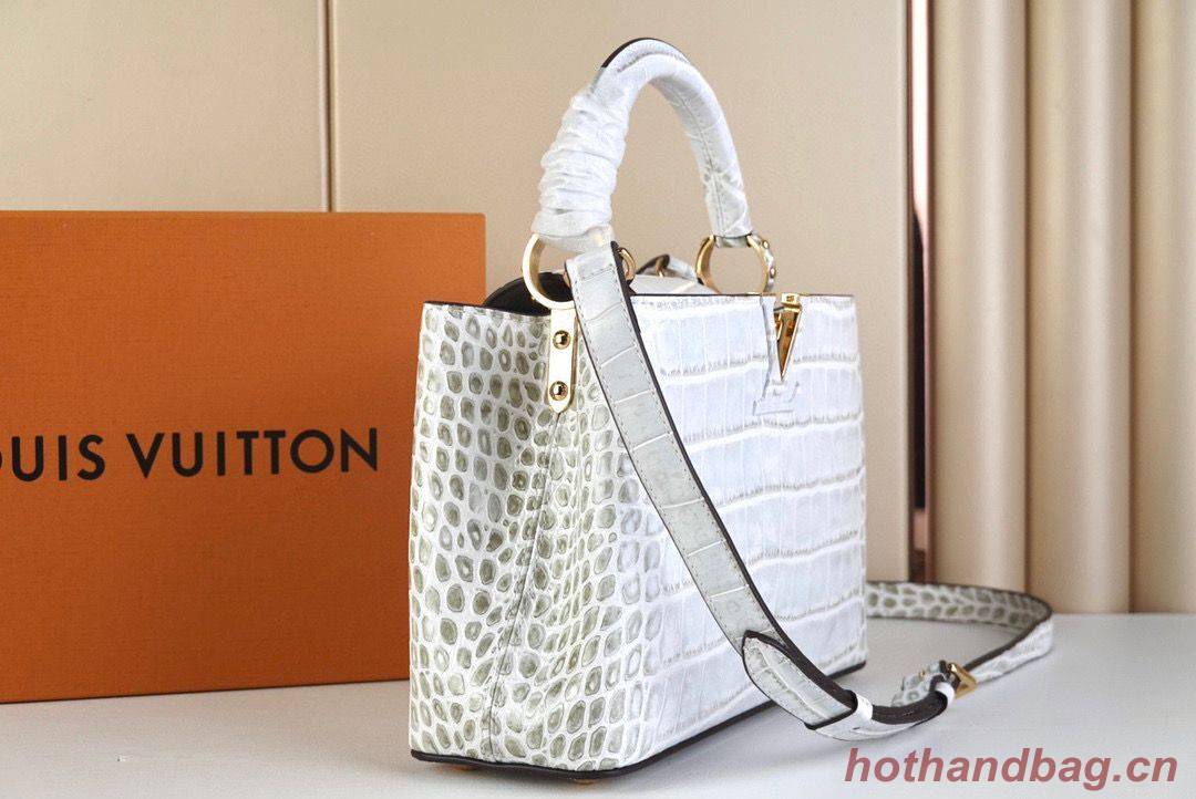 Louis Vuitton crocodile skin CAPUCINES BB M48865 Light Gray