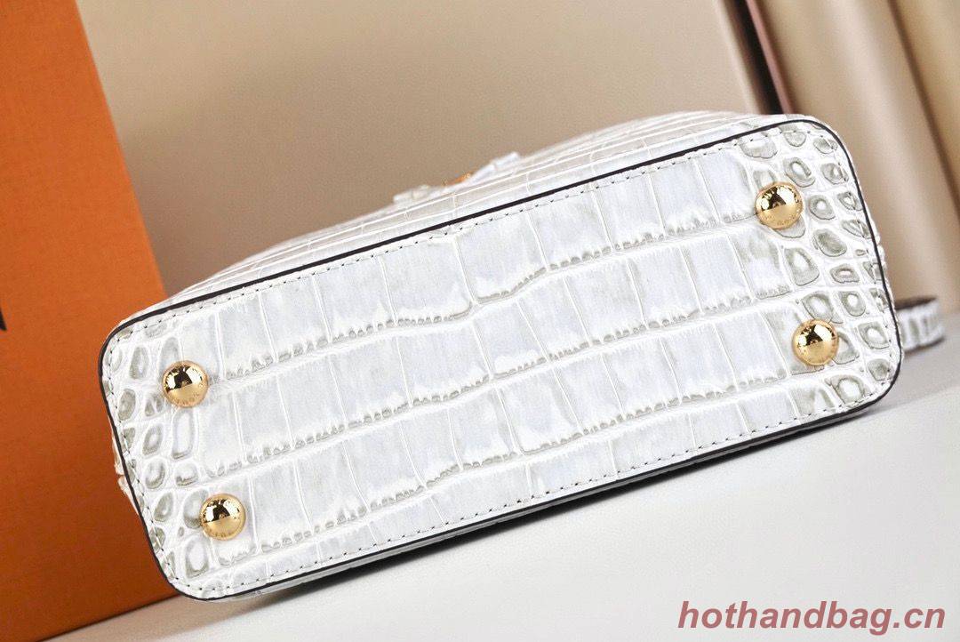 Louis Vuitton crocodile skin CAPUCINES MINI M48865 light gray