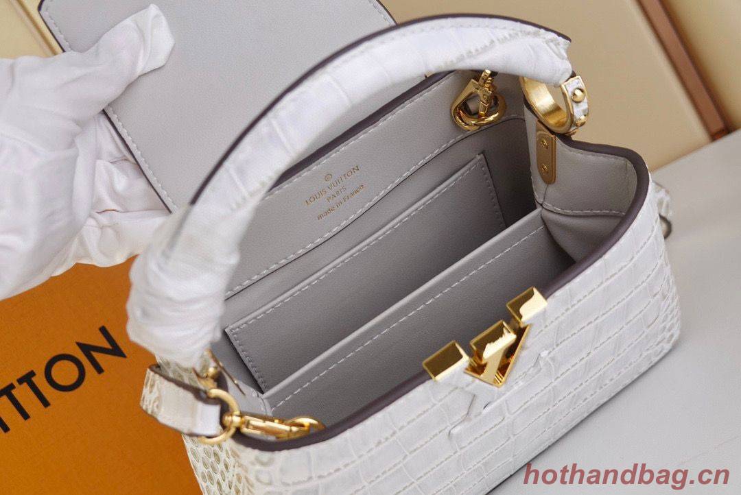 Louis Vuitton crocodile skin CAPUCINES MINI M48865 light gray