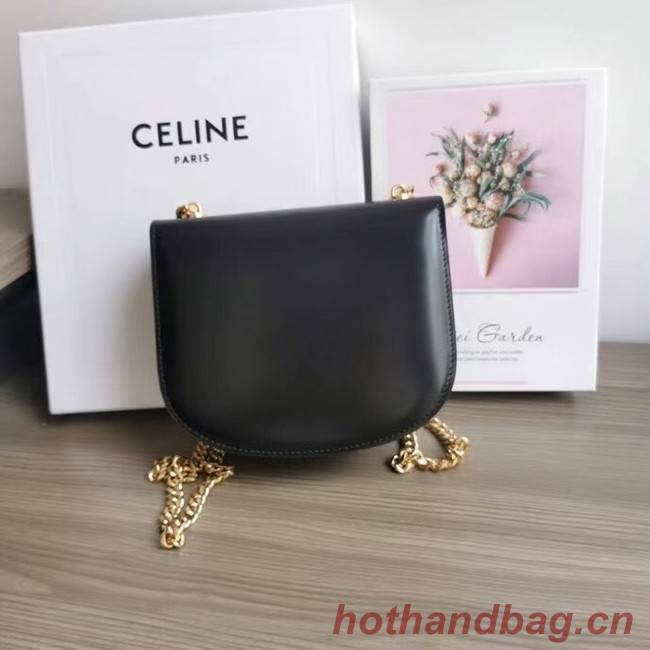 Celine TEEN CHAIN BESACE TRIOMPHE IN SHINY CALFSKIN 110973 BLACK