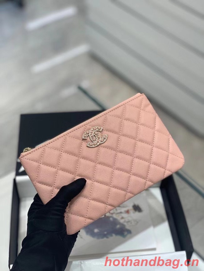 CHANEL SMALL POUCH Grained Calfskin & Gold-Tone Metal AP2968 Pink