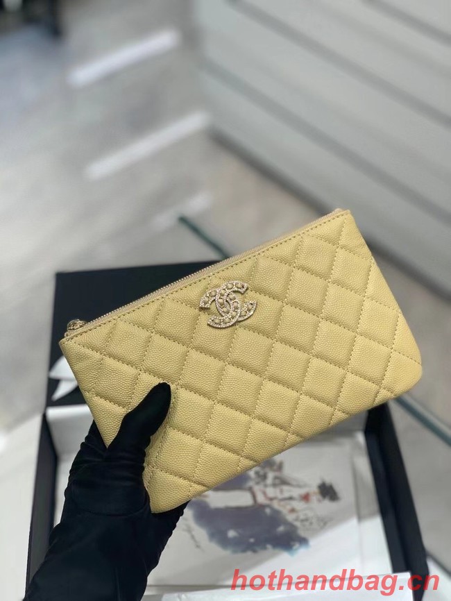 CHANEL SMALL POUCH Grained Calfskin & Gold-Tone Metal AP2968 yellow