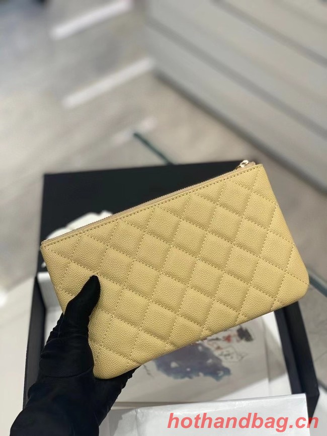 CHANEL SMALL POUCH Grained Calfskin & Gold-Tone Metal AP2968 yellow