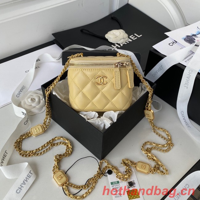 CHANEL SMALL VANITY WITH CHAIN Lambskin & Gold-Tone Metal AP2931 light yellow