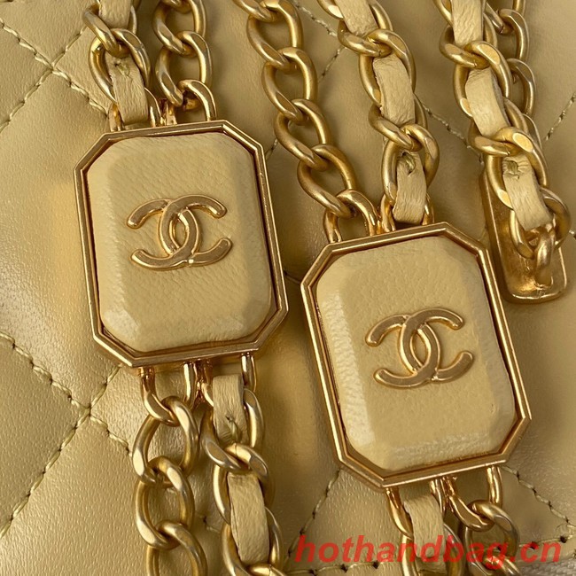 CHANEL SMALL VANITY WITH CHAIN Lambskin & Gold-Tone Metal AP2931 light yellow