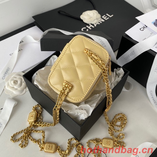 CHANEL SMALL VANITY WITH CHAIN Lambskin & Gold-Tone Metal AP2931 light yellow