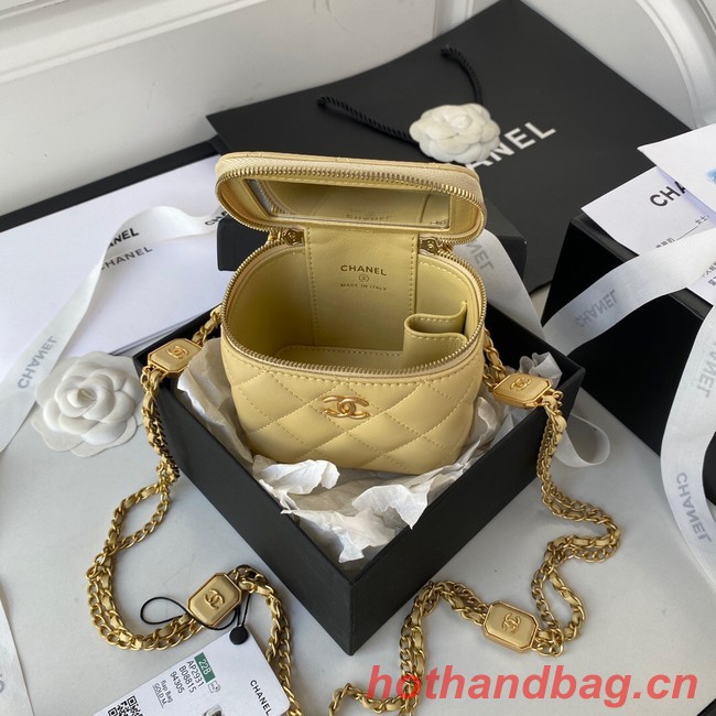 CHANEL SMALL VANITY WITH CHAIN Lambskin & Gold-Tone Metal AP2931 light yellow