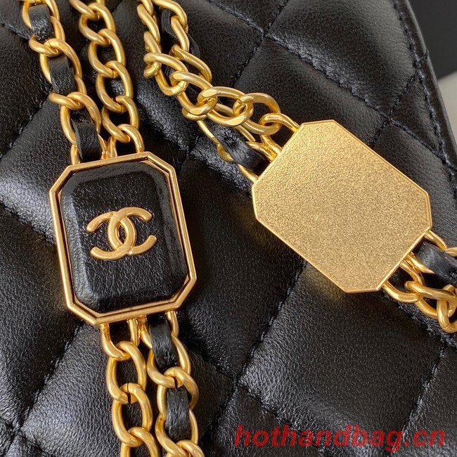 CHANEL WALLET ON CHAIN Lambskin & Gold-Tone Metal AP2923 black