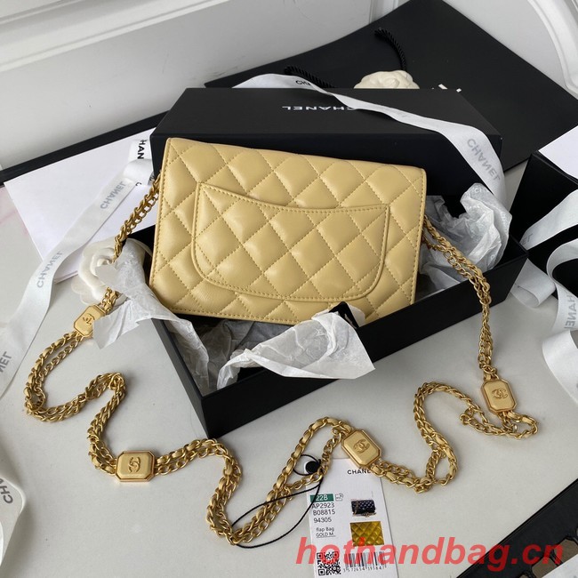 CHANEL WALLET ON CHAIN Lambskin & Gold-Tone Metal AP2923 light yellow