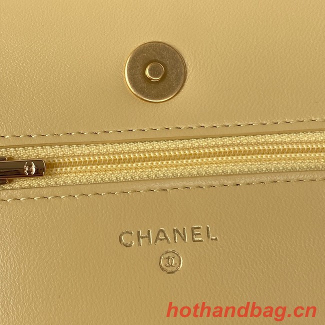 CHANEL WALLET ON CHAIN Lambskin & Gold-Tone Metal AP2923 light yellow