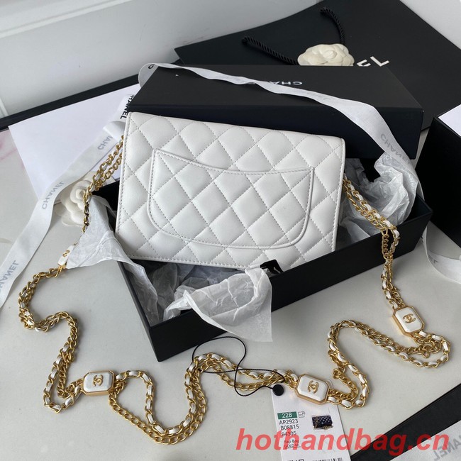 CHANEL WALLET ON CHAIN Lambskin & Gold-Tone Metal AP2923 white