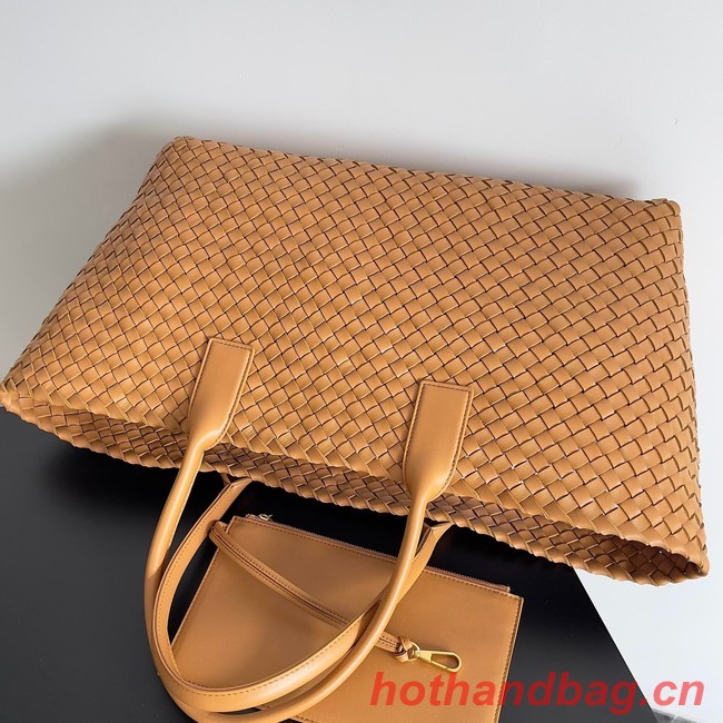 Bottega Veneta Large intreccio leather tote bag 608811 Caramel