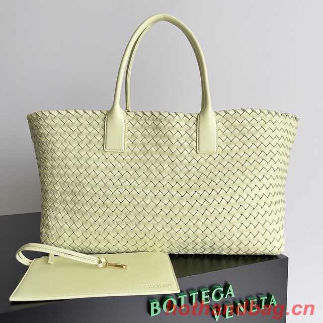 Bottega Veneta Large intreccio leather tote bag 608811 Zest washed