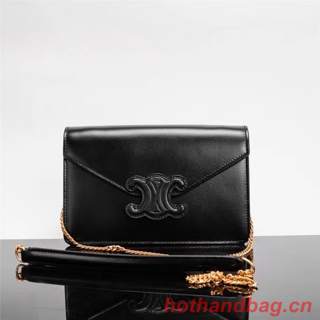 Celine TEEN CHAIN BESACE TRIOMPHE IN SHINY CALFSKIN 10J733 black