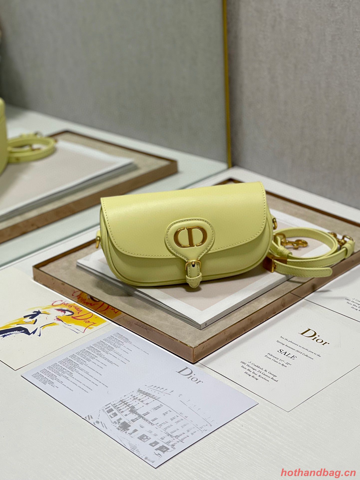 DIOR BOBBY EAST-WEST BAG Box Calfskin M9317S Lemon