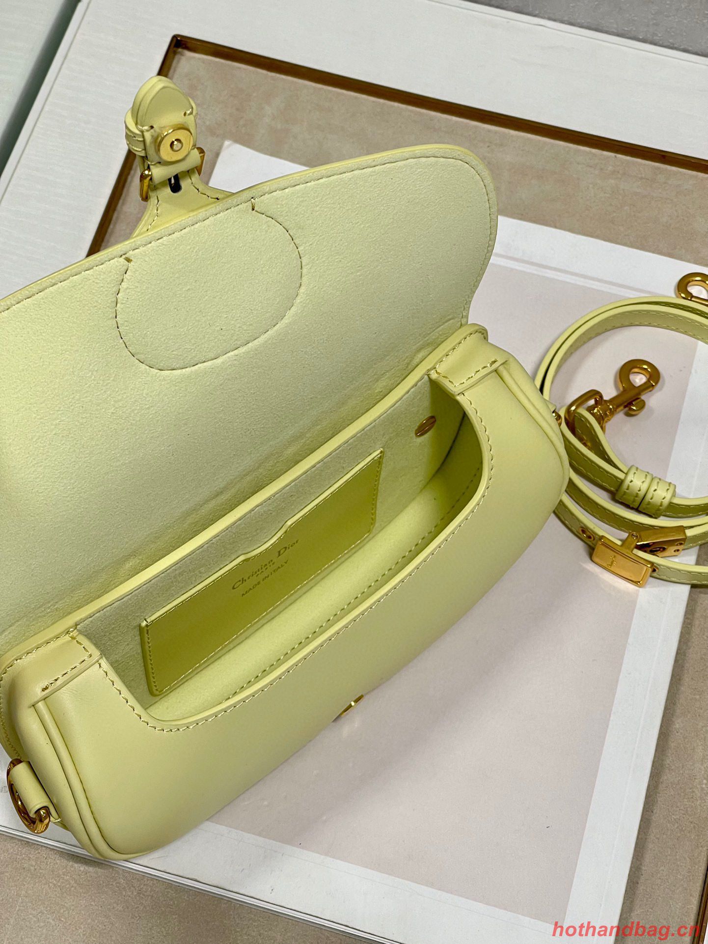 DIOR BOBBY EAST-WEST BAG Box Calfskin M9317S Lemon