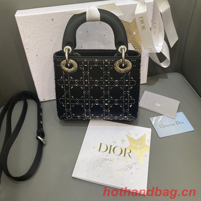 MINI LADY DIOR BAG Strass Cannage Satin M0500P black