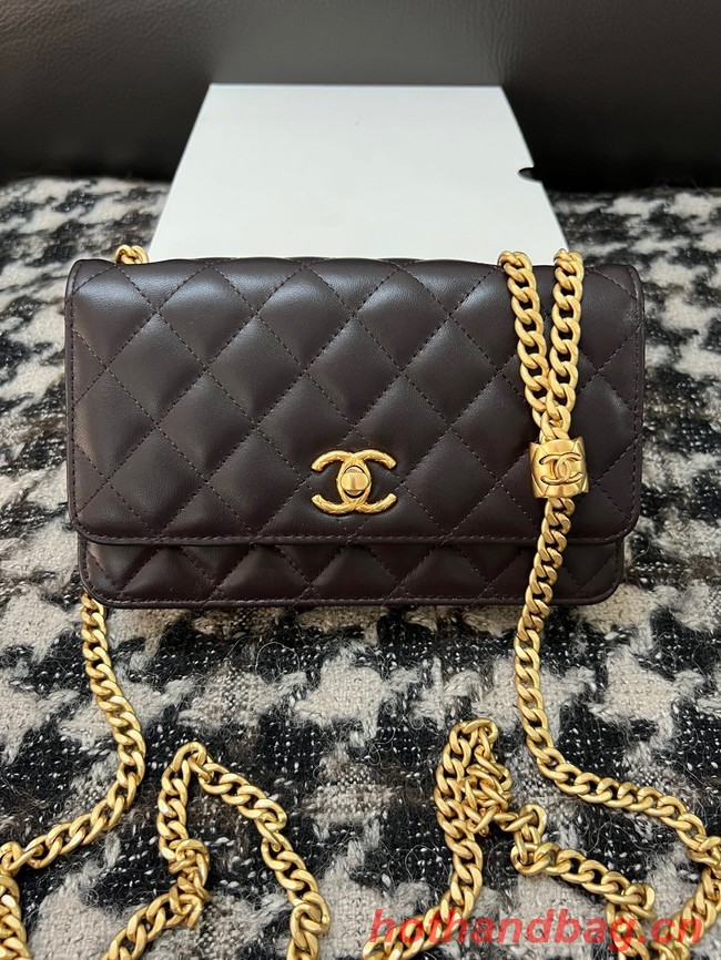 Chanel WALLET ON CHAIN Lambskin & Gold-Tone Metal AP3043 Black