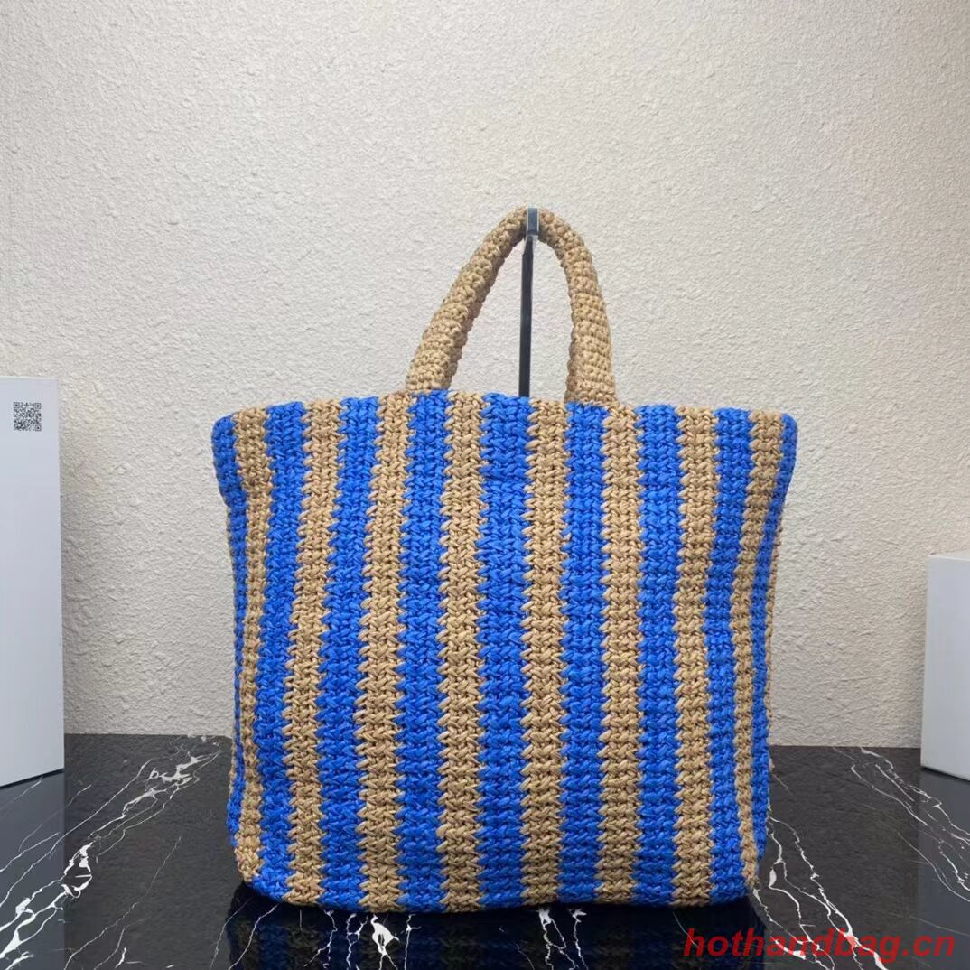 Prada Raffia tote bag 1NE229 blue