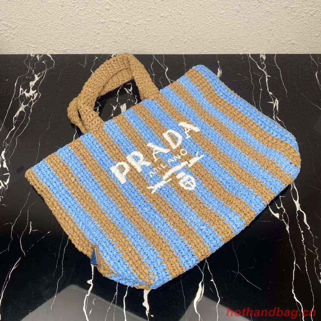 Prada Raffia tote bag 1NE229 light blue