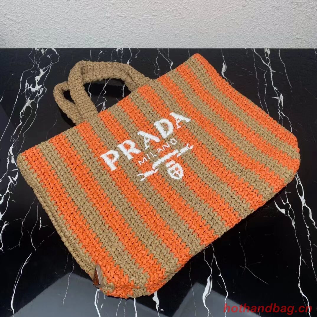 Prada Raffia tote bag 1NE229 orange