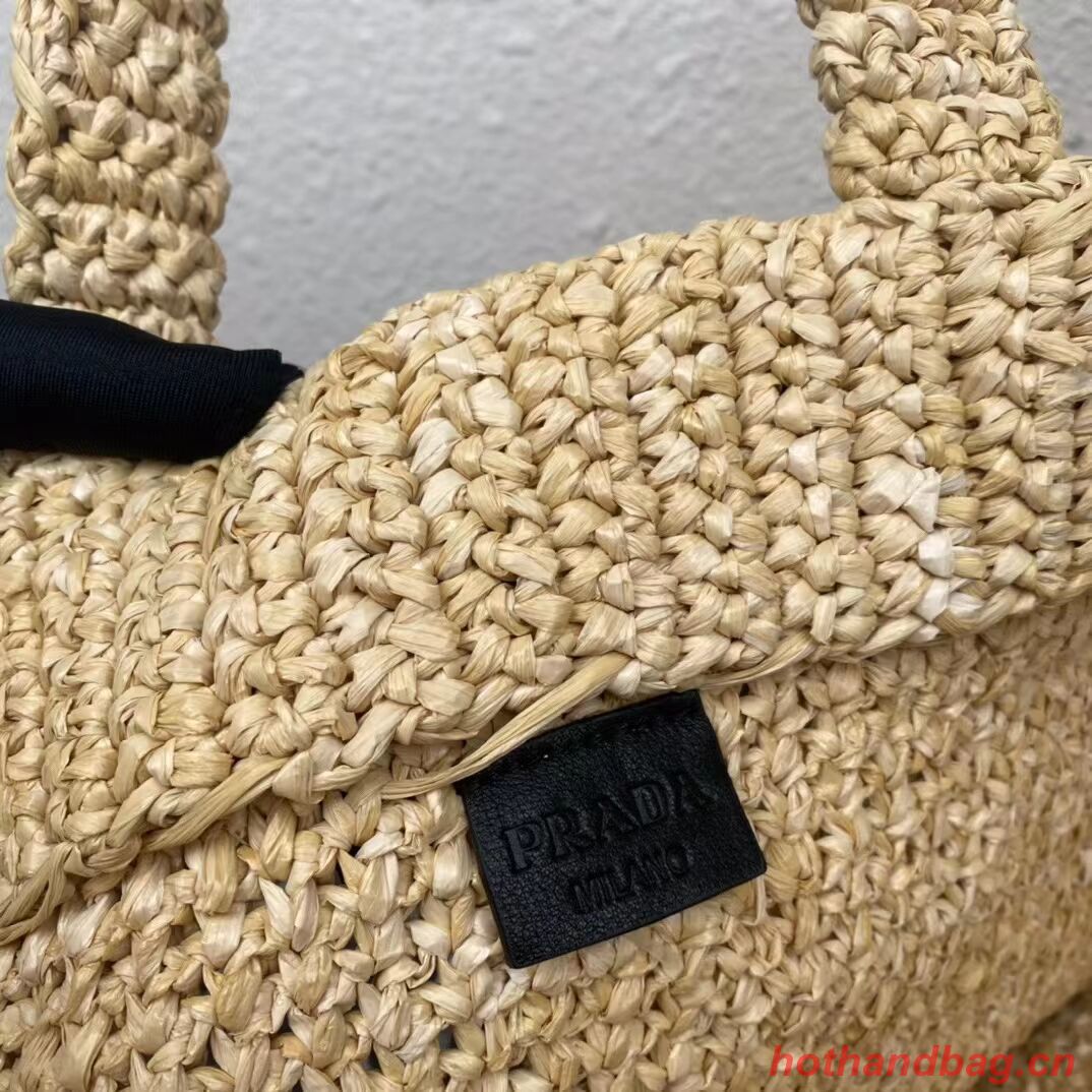 Prada Raffia tote bag 1NE229 tan