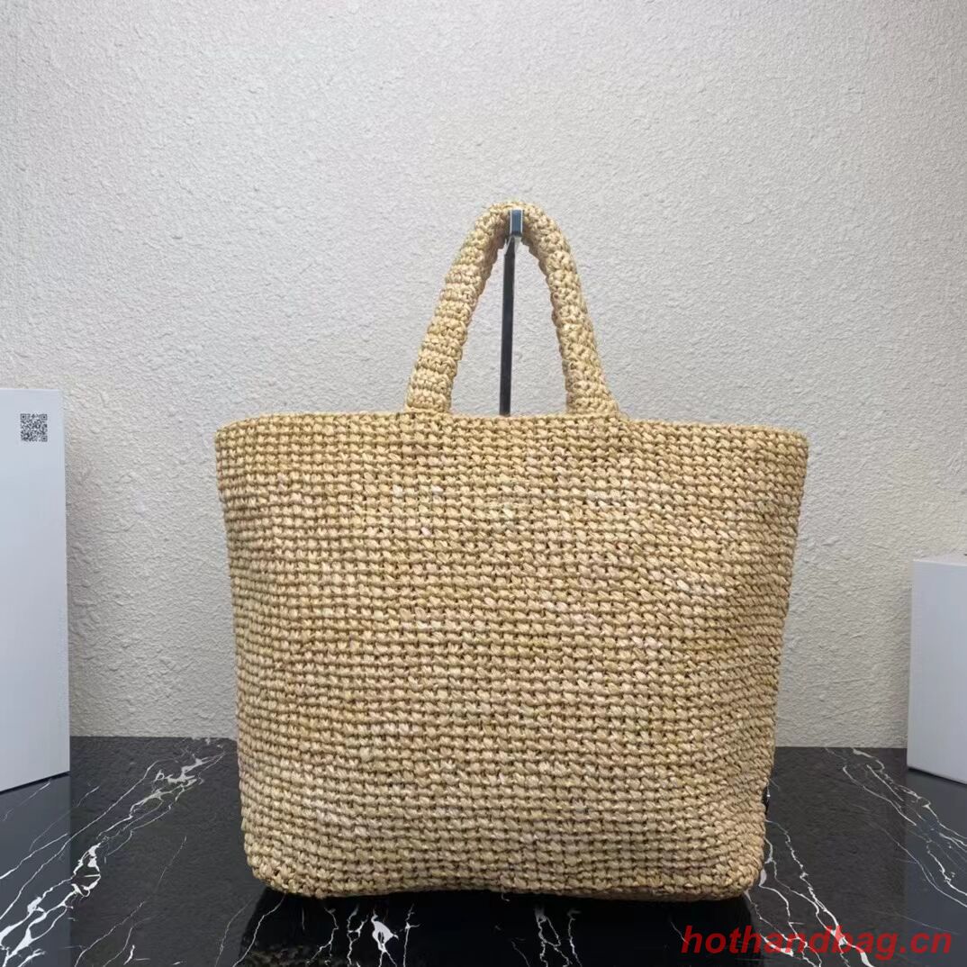 Prada Raffia tote bag 1NE229 tan