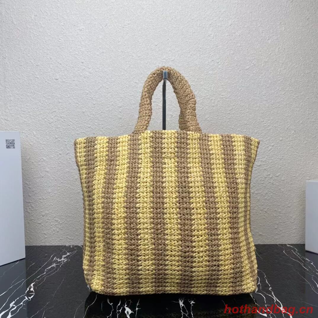 Prada Raffia tote bag 1NE229 yellow