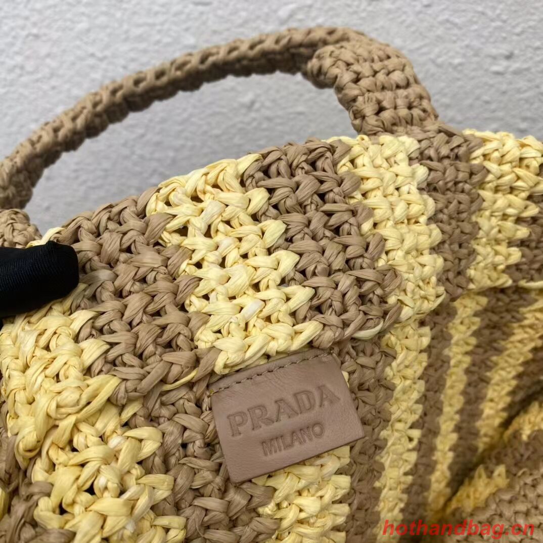 Prada Raffia tote bag 1NE229 yellow