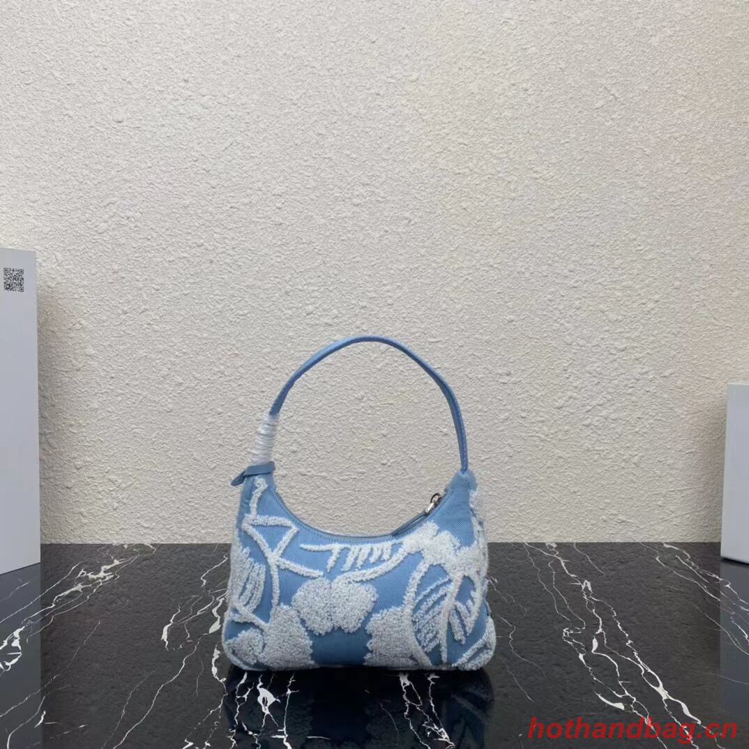 Prada Re-Edition 2000 embroidered drill mini bag 1NE515 sky blue