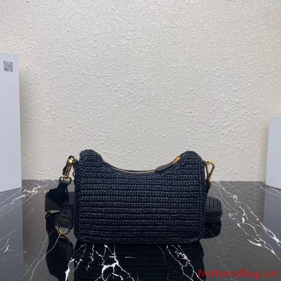 Prada Re-Edition 2005 raffia bag 1BH204 black