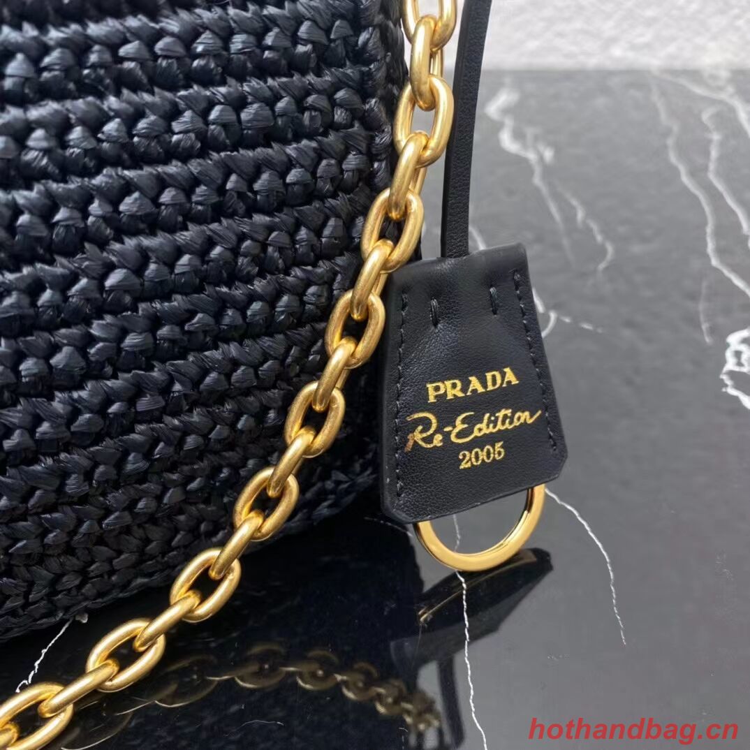 Prada Re-Edition 2005 raffia bag 1BH204 black