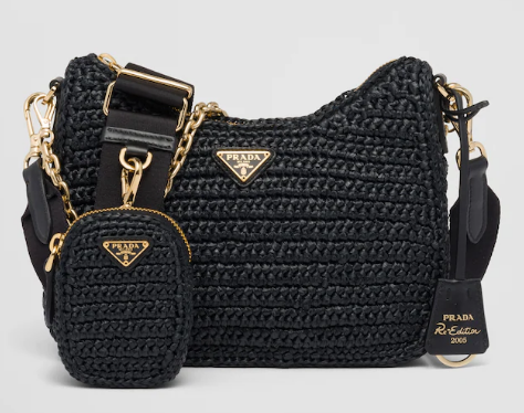 Prada Re-Edition 2005 raffia bag 1BH204 black