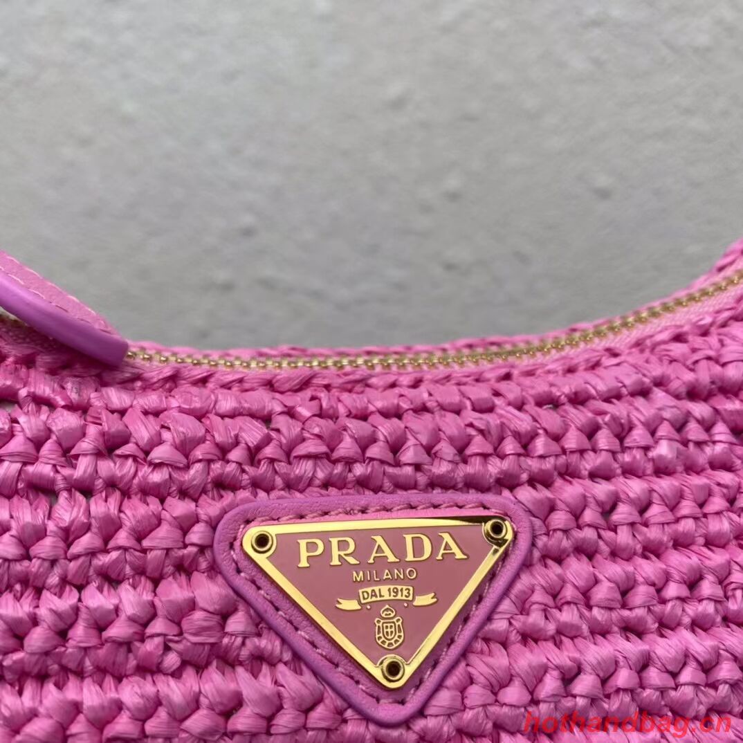 Prada Re-Edition 2005 raffia bag 1BH204 pink