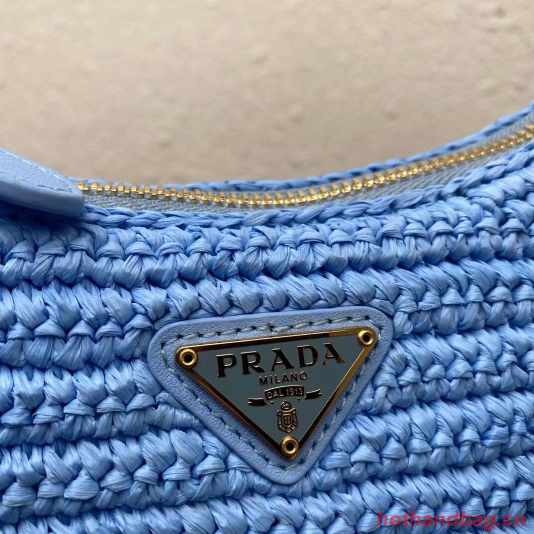 Prada Re-Edition 2005 raffia bag 1BH204 sky blue