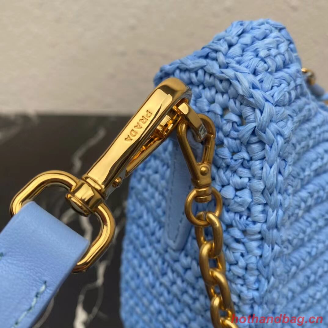 Prada Re-Edition 2005 raffia bag 1BH204 sky blue