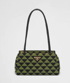 Prada Small embroidered fabric Symbole bag 1BA368 green