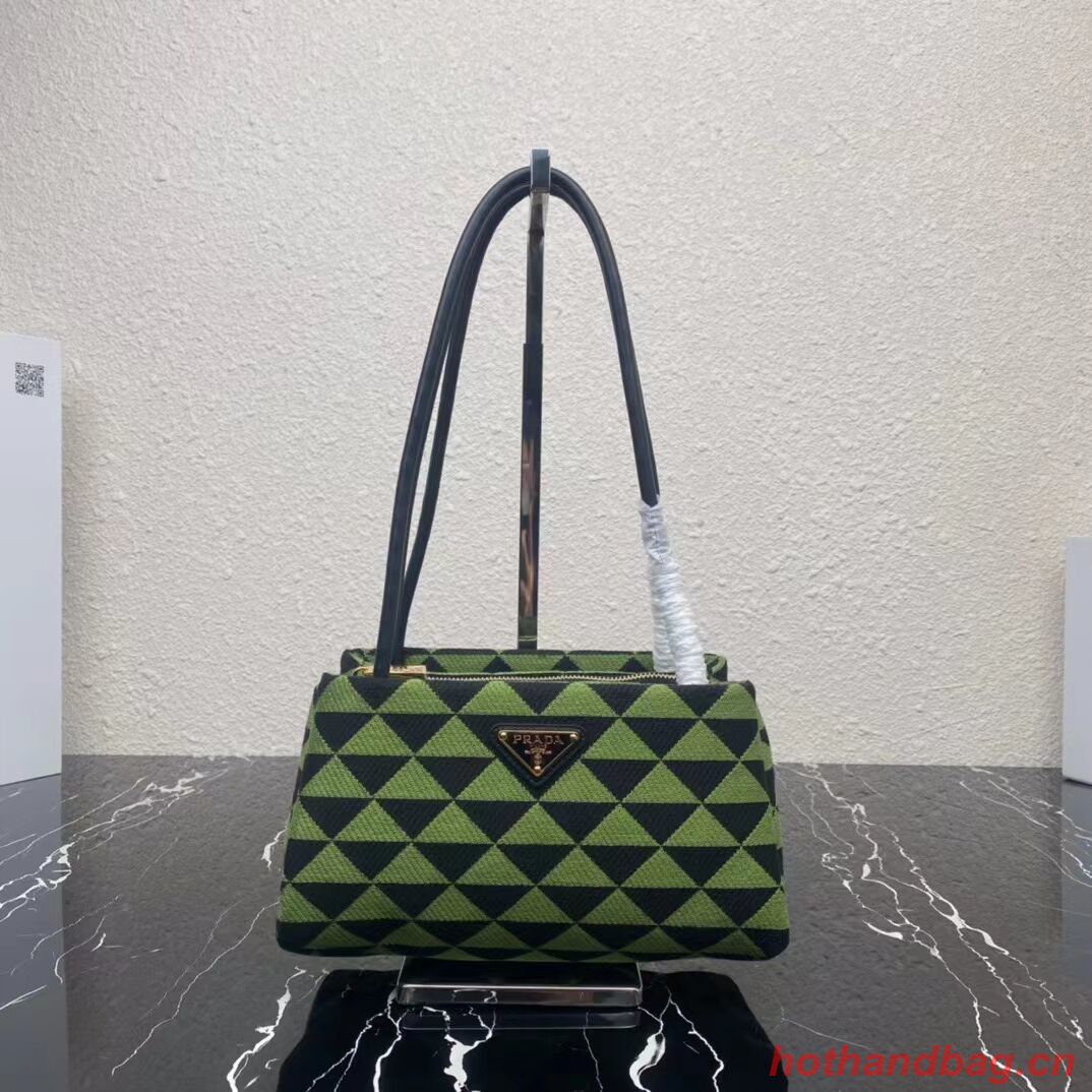 Prada Small embroidered fabric Symbole bag 1BA368 green