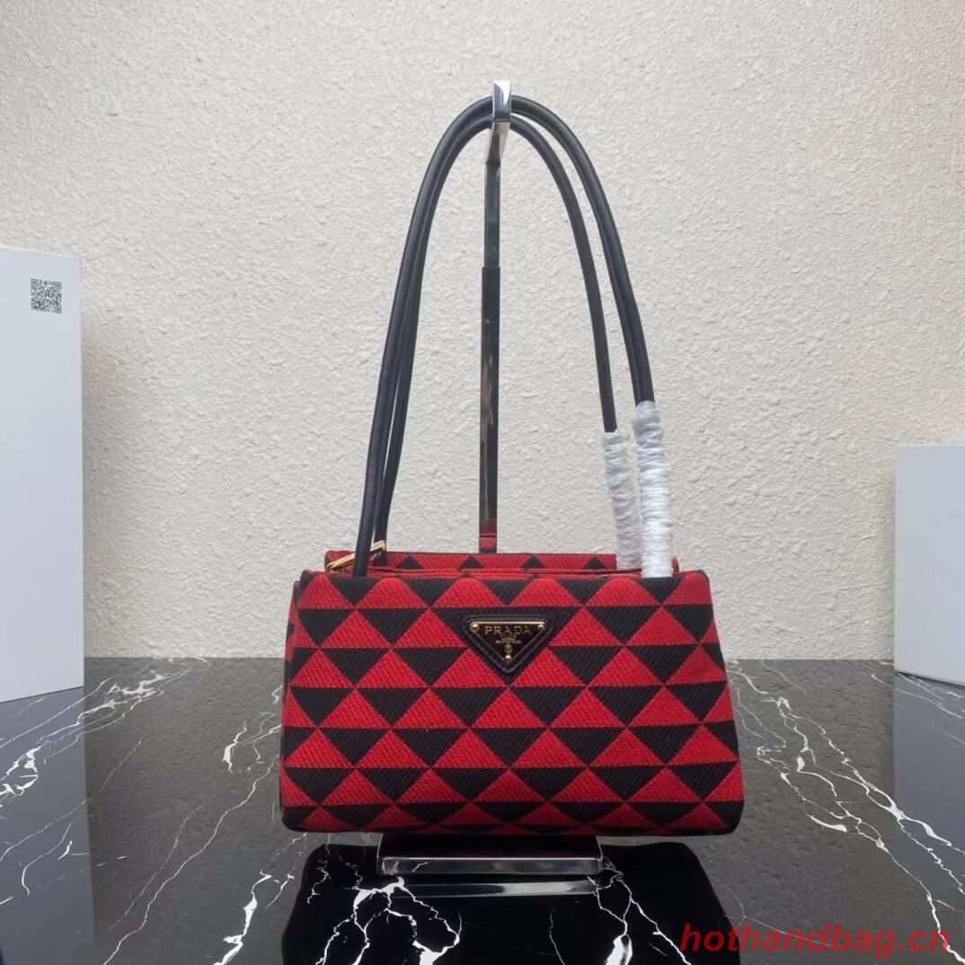 Prada Small embroidered fabric Symbole bag 1BA368 red