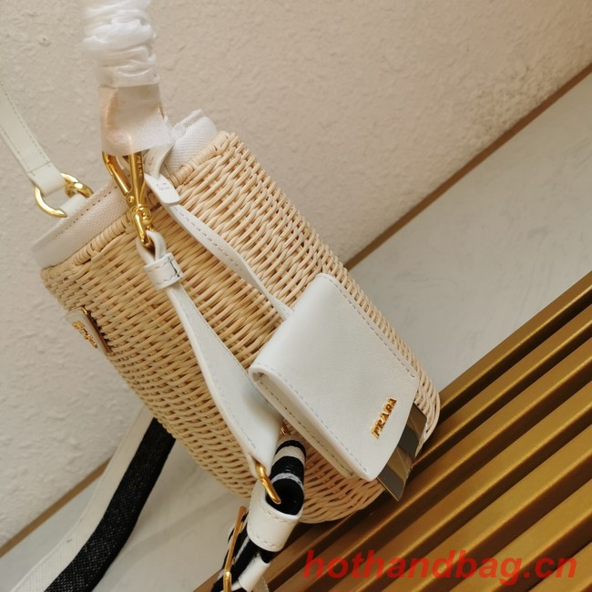 Prada Raffia tote bag 1BE062 white